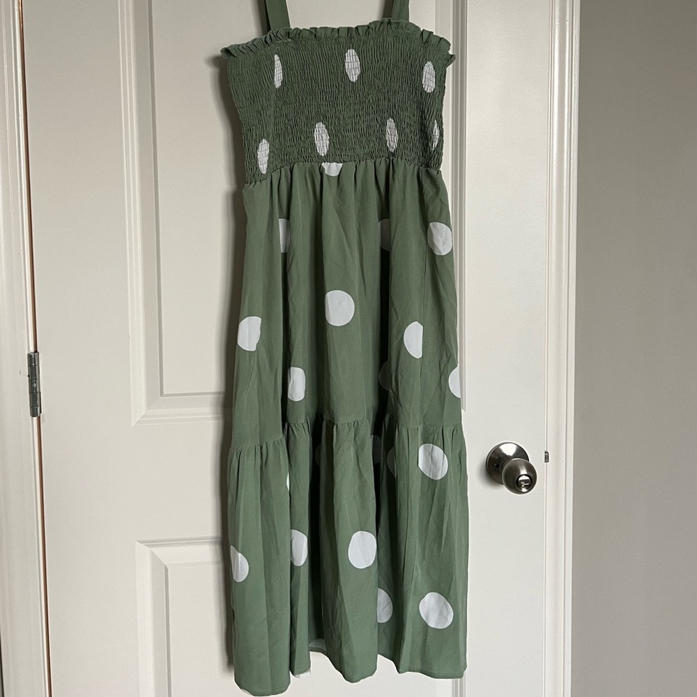 Green Polka Dot Midi Dress